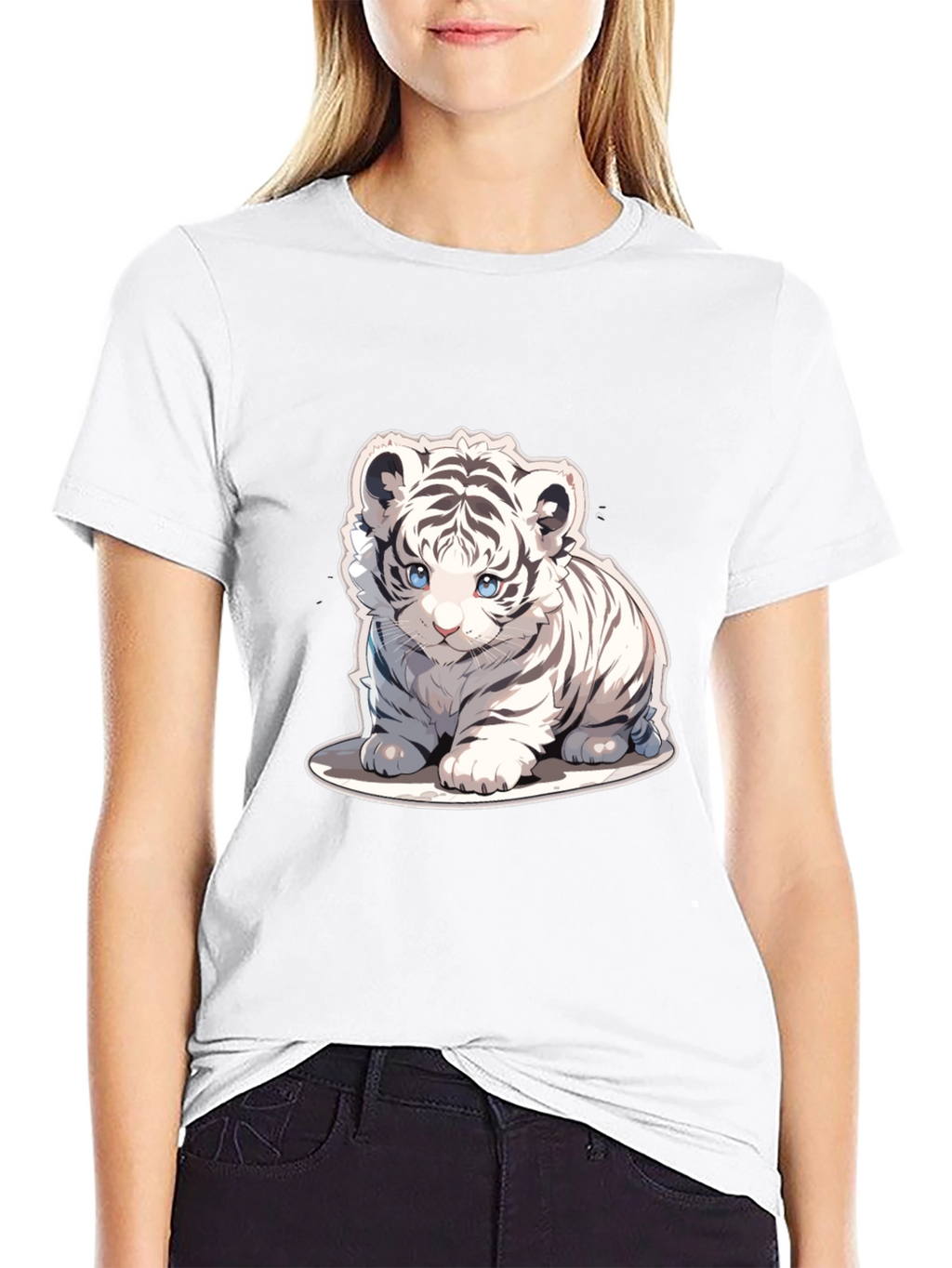 Cute White Tiger Cub Graphic Tee
