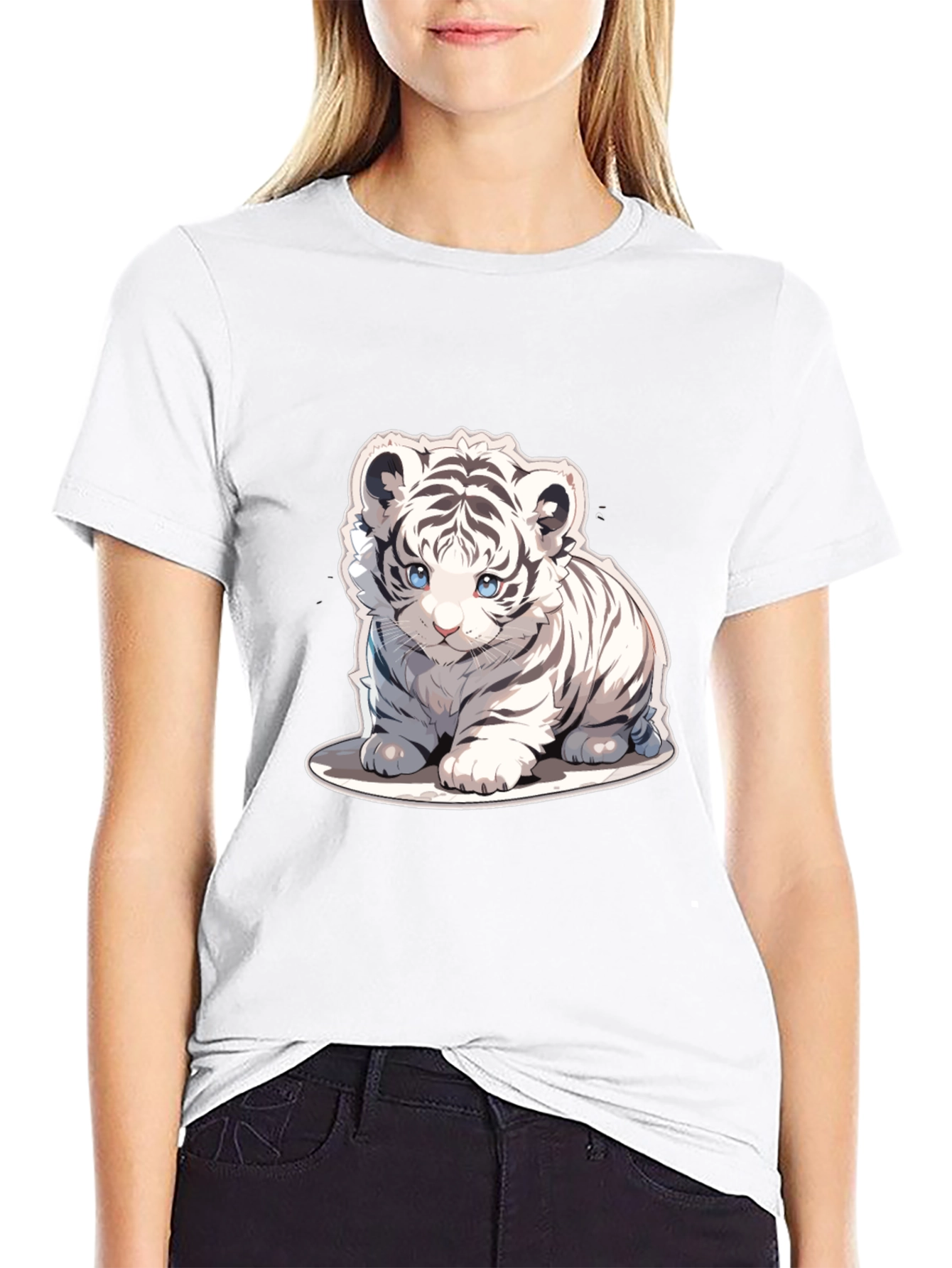 Cute White Tiger Cub Graphic Tee