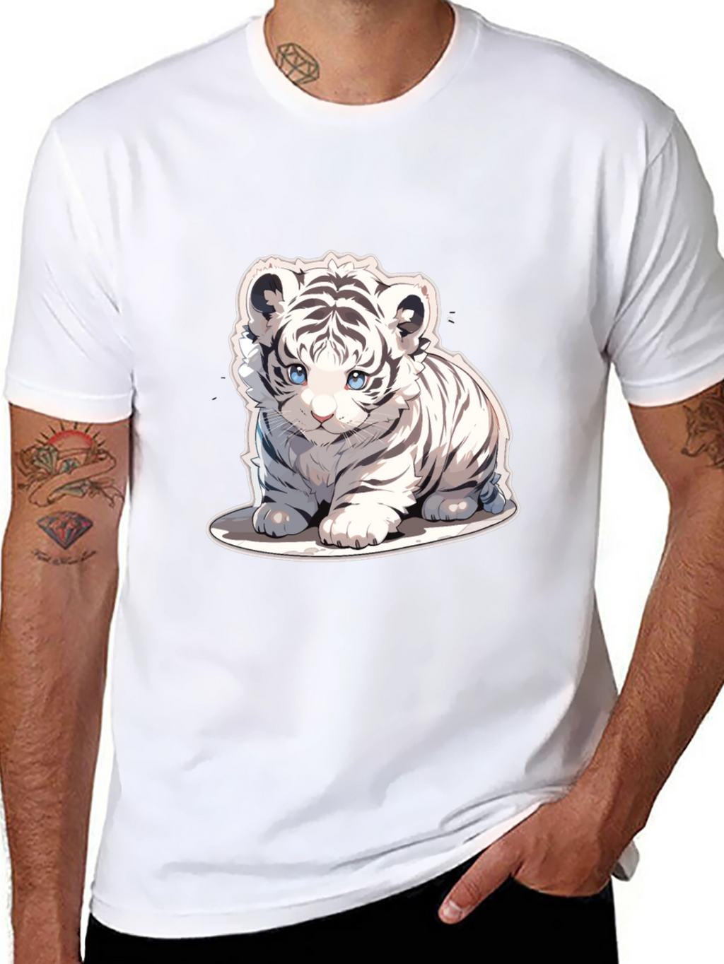 Cute White Tiger Cub Graphic Tee