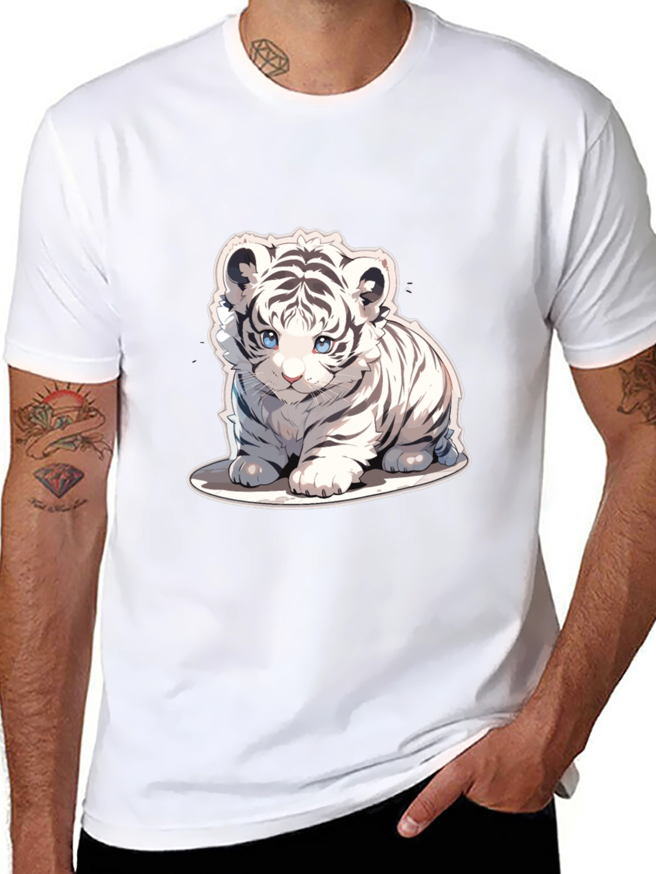 Cute White Tiger Cub Graphic Tee