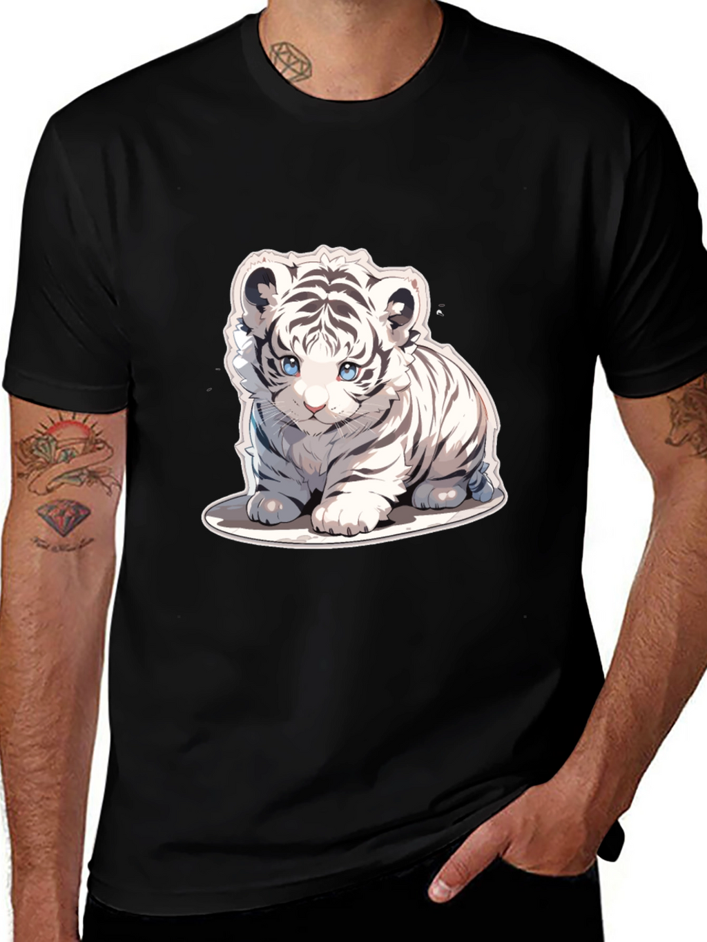 Cute White Tiger Cub Graphic Tee