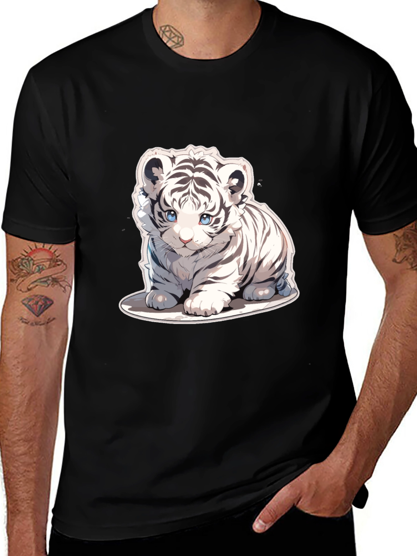 Cute White Tiger Cub Graphic Tee