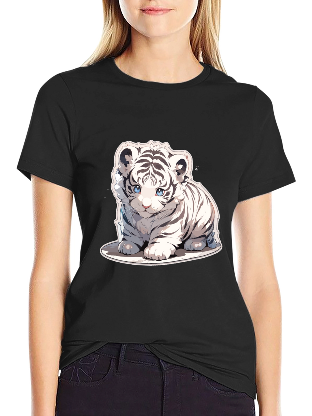 Cute White Tiger Cub Graphic Tee