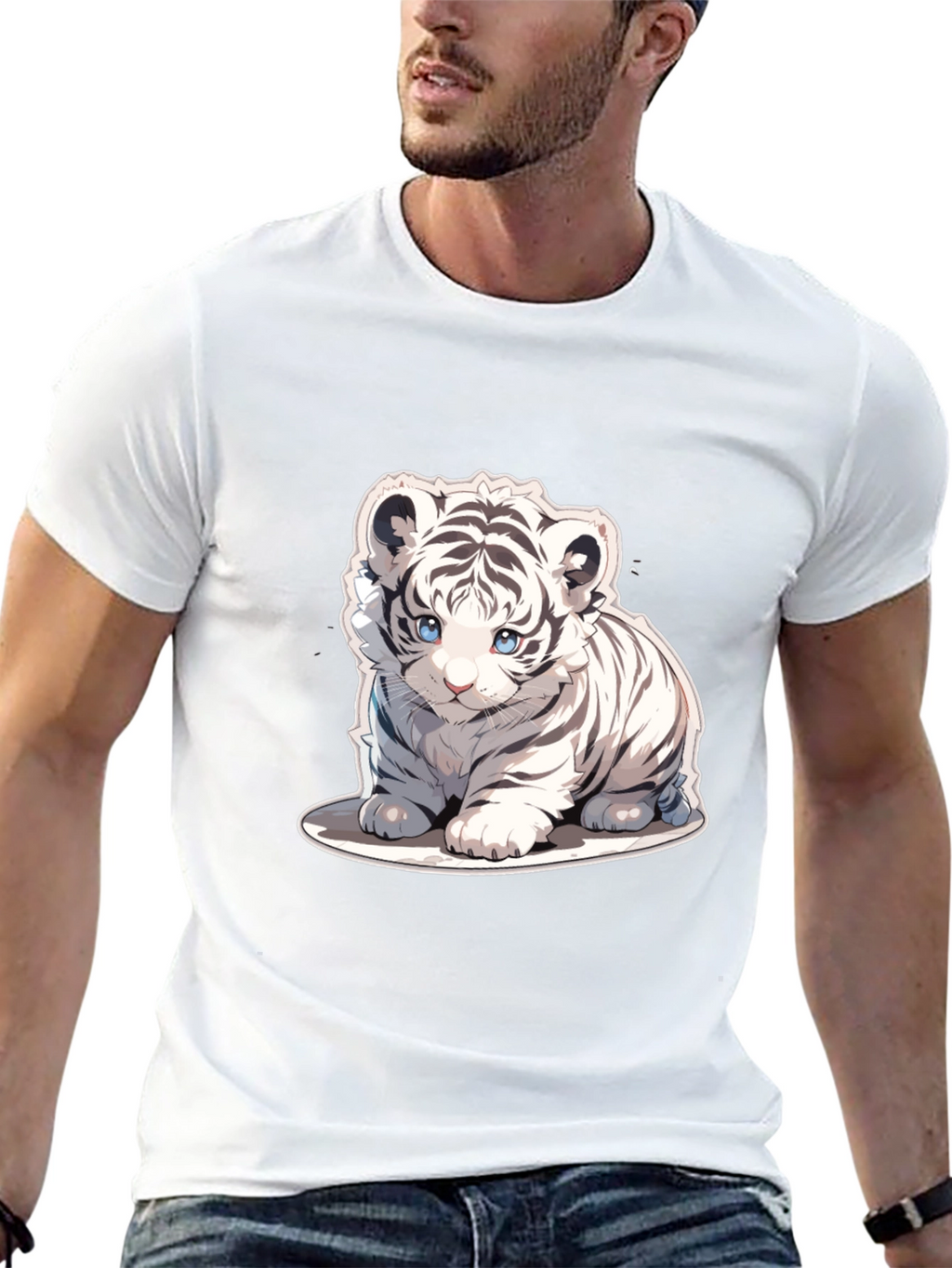 Cute White Tiger Cub Graphic Tee