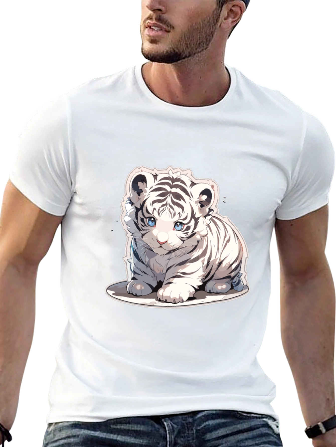 Cute White Tiger Cub Graphic Tee