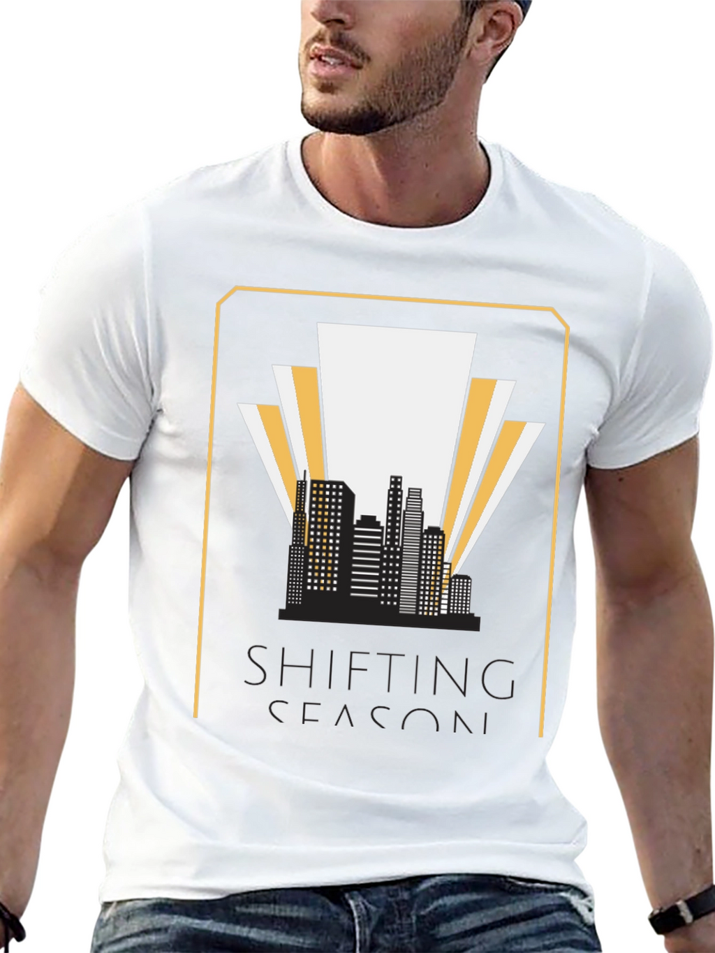 Shifting Season Graphic T-Shirt - Retro Cityscape Tee