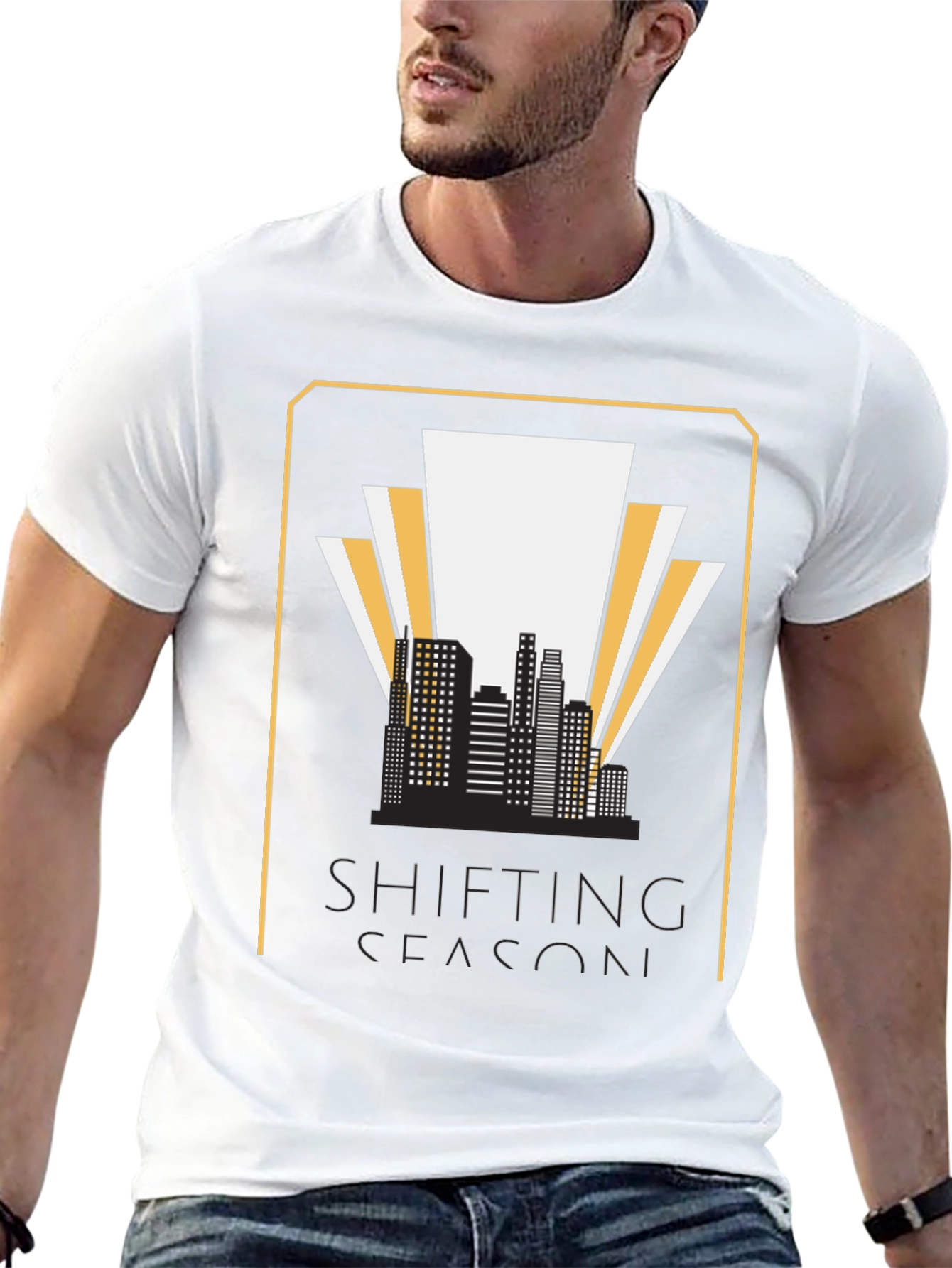 Shifting Season Graphic T-Shirt - Retro Cityscape Tee