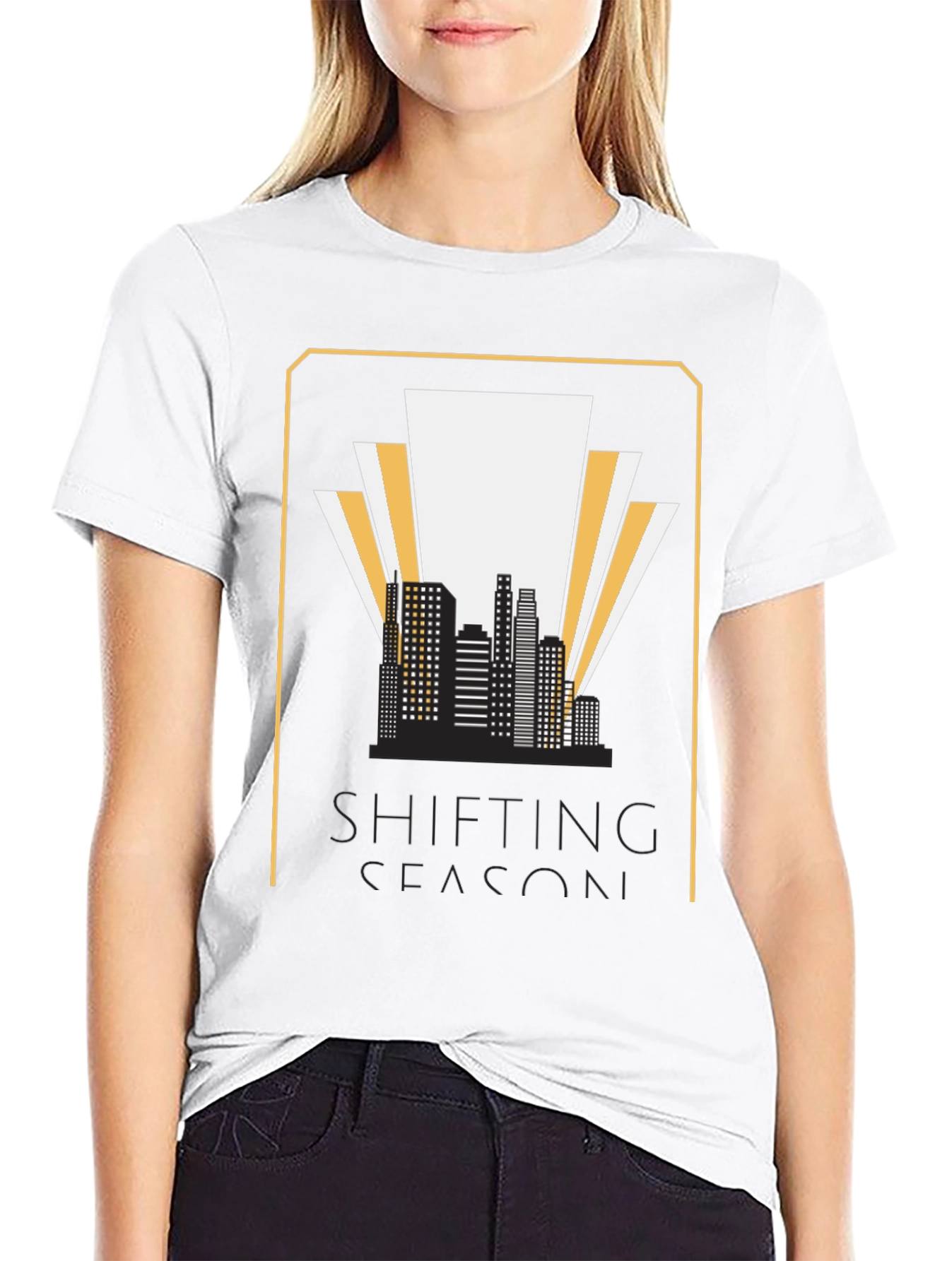Shifting Season Graphic T-Shirt - Retro Cityscape Tee
