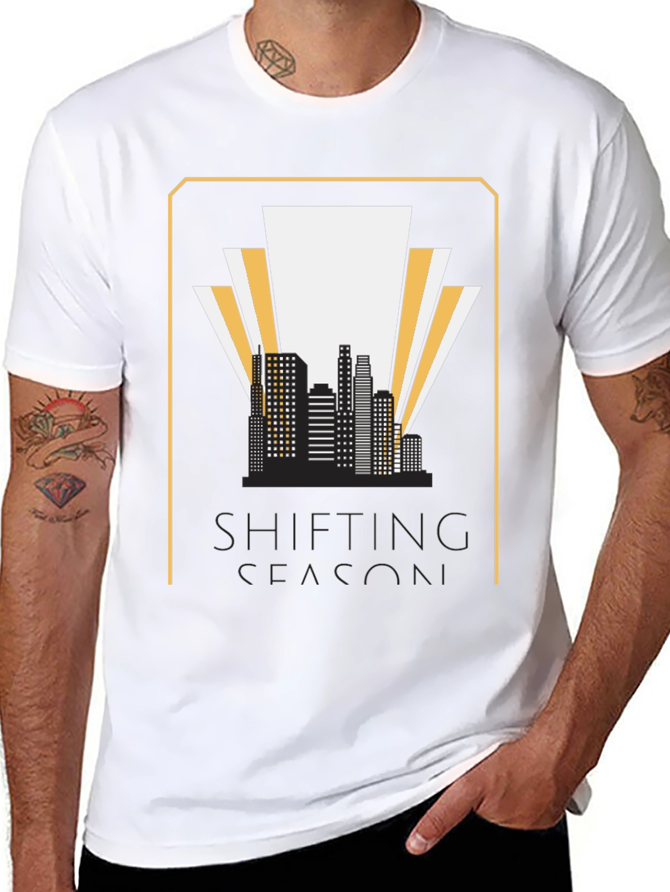 Shifting Season Graphic T-Shirt - Retro Cityscape Tee