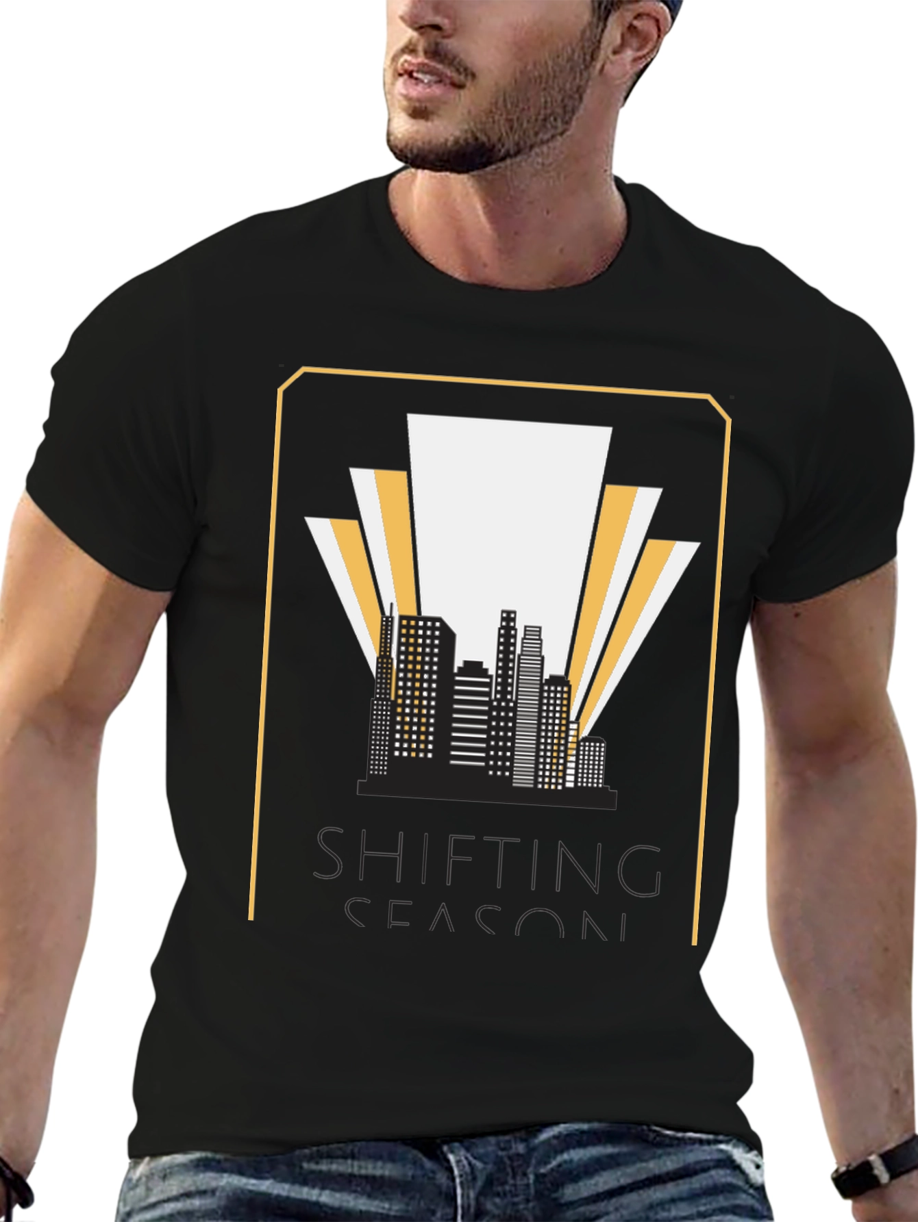 Shifting Season Graphic T-Shirt - Retro Cityscape Tee