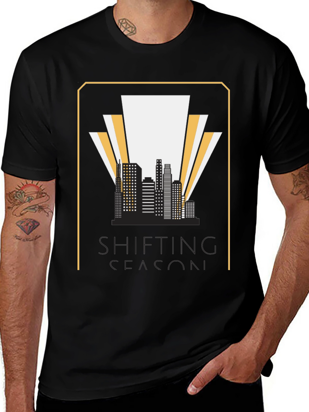 Shifting Season Graphic T-Shirt - Retro Cityscape Tee
