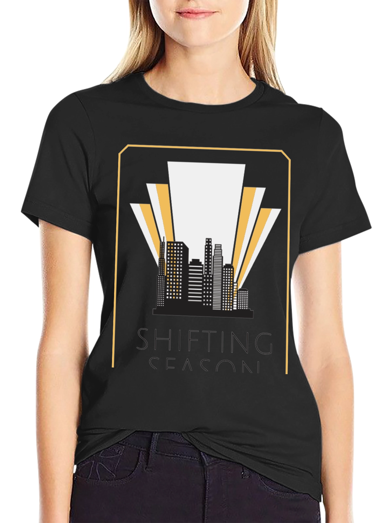 Shifting Season Graphic T-Shirt - Retro Cityscape Tee