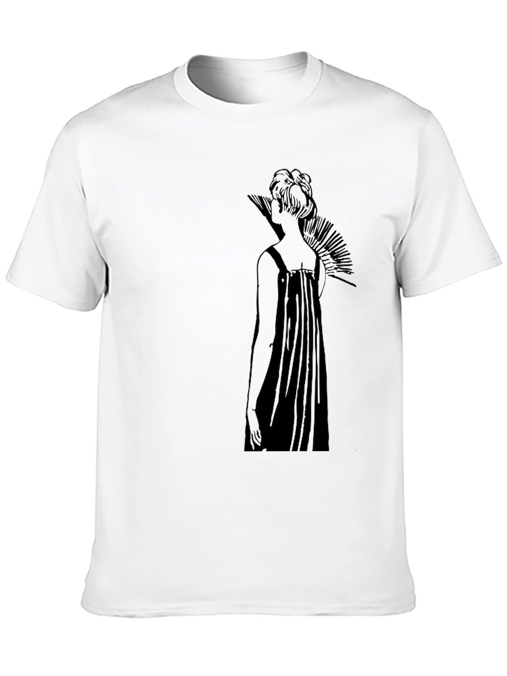 Elegant Black T-Shirt with Artistic Woman Design