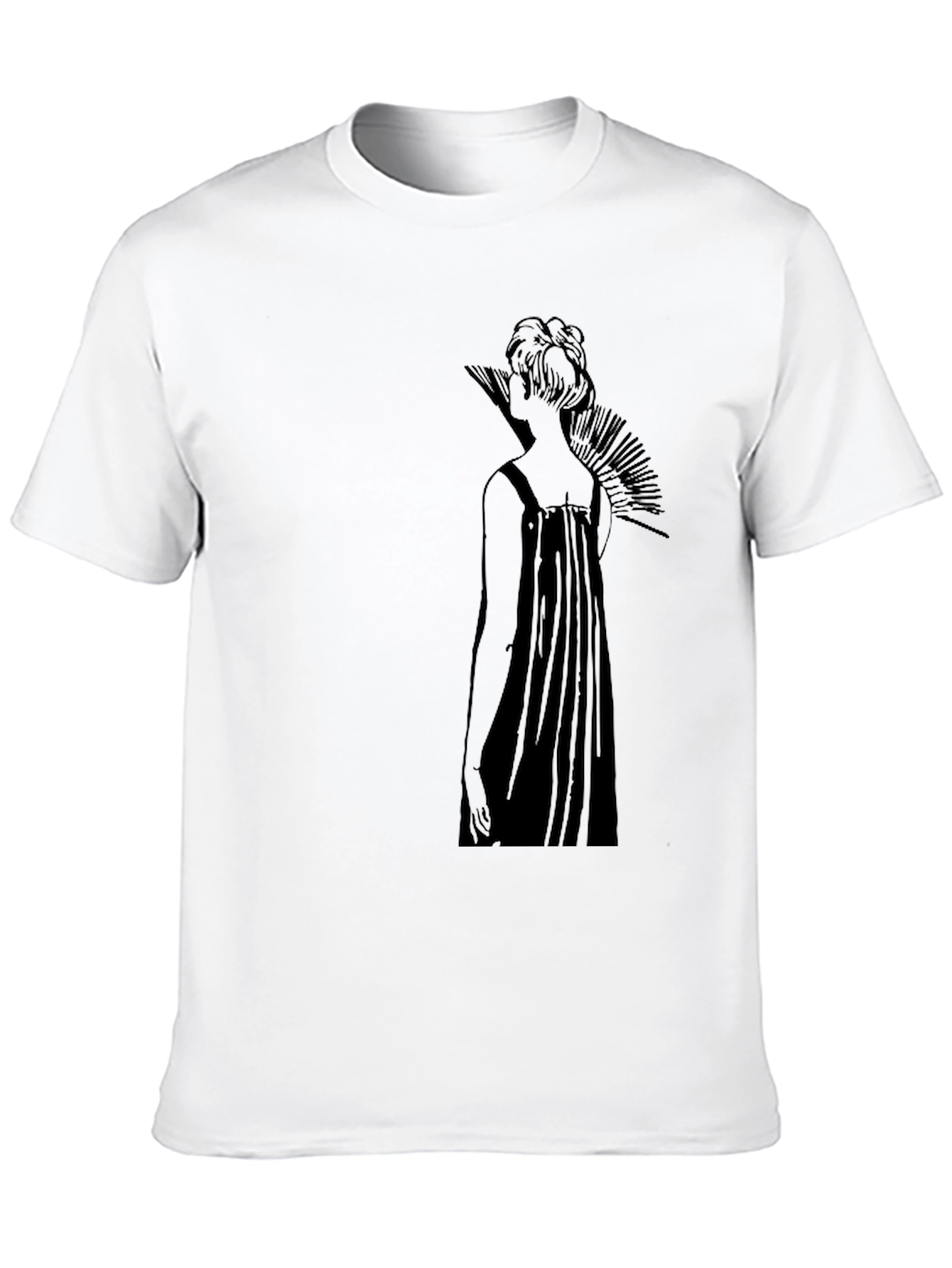 Elegant Black T-Shirt with Artistic Woman Design