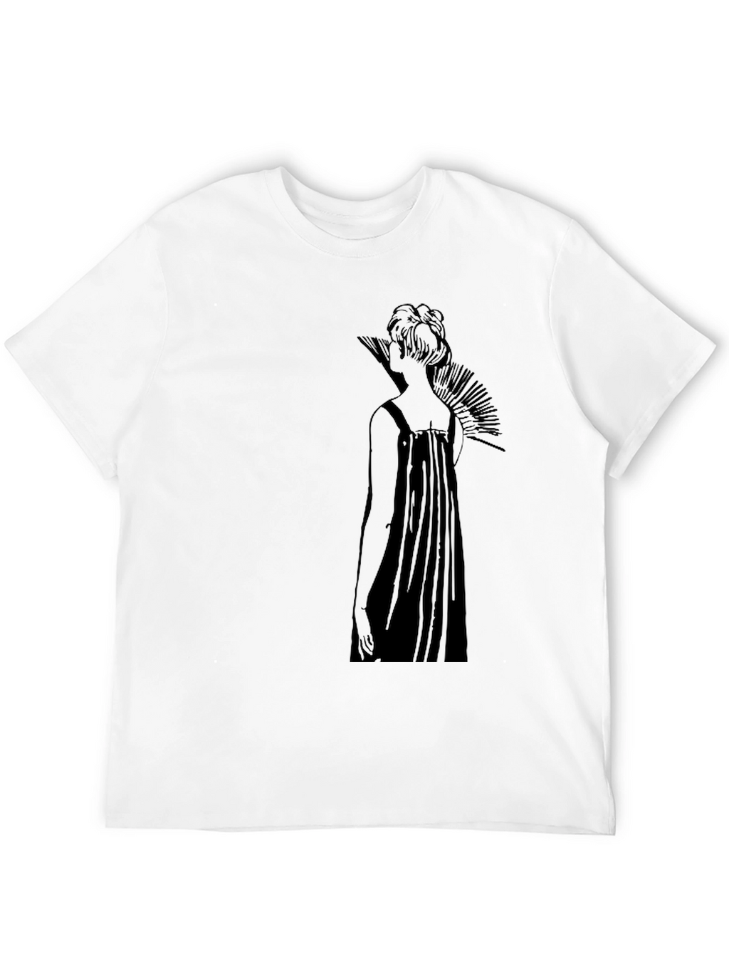 Elegant Black T-Shirt with Artistic Woman Design