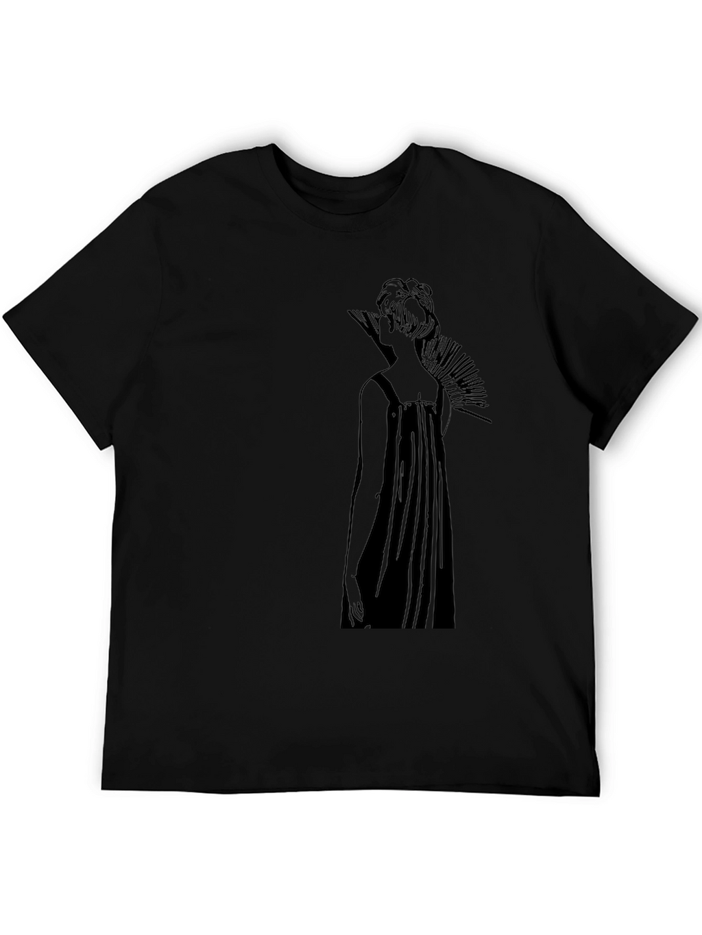 Elegant Black T-Shirt with Artistic Woman Design
