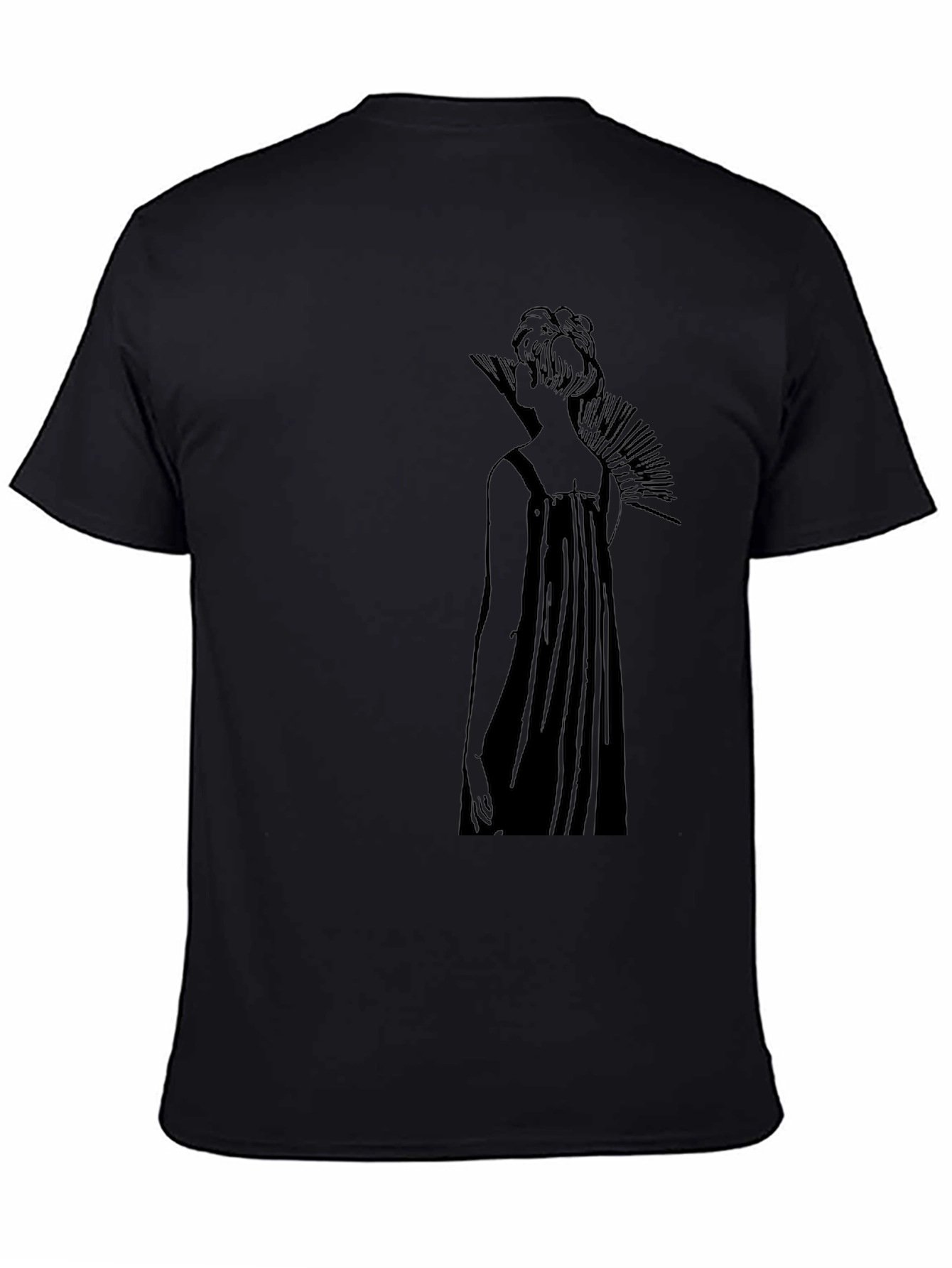 Elegant Black T-Shirt with Artistic Woman Design