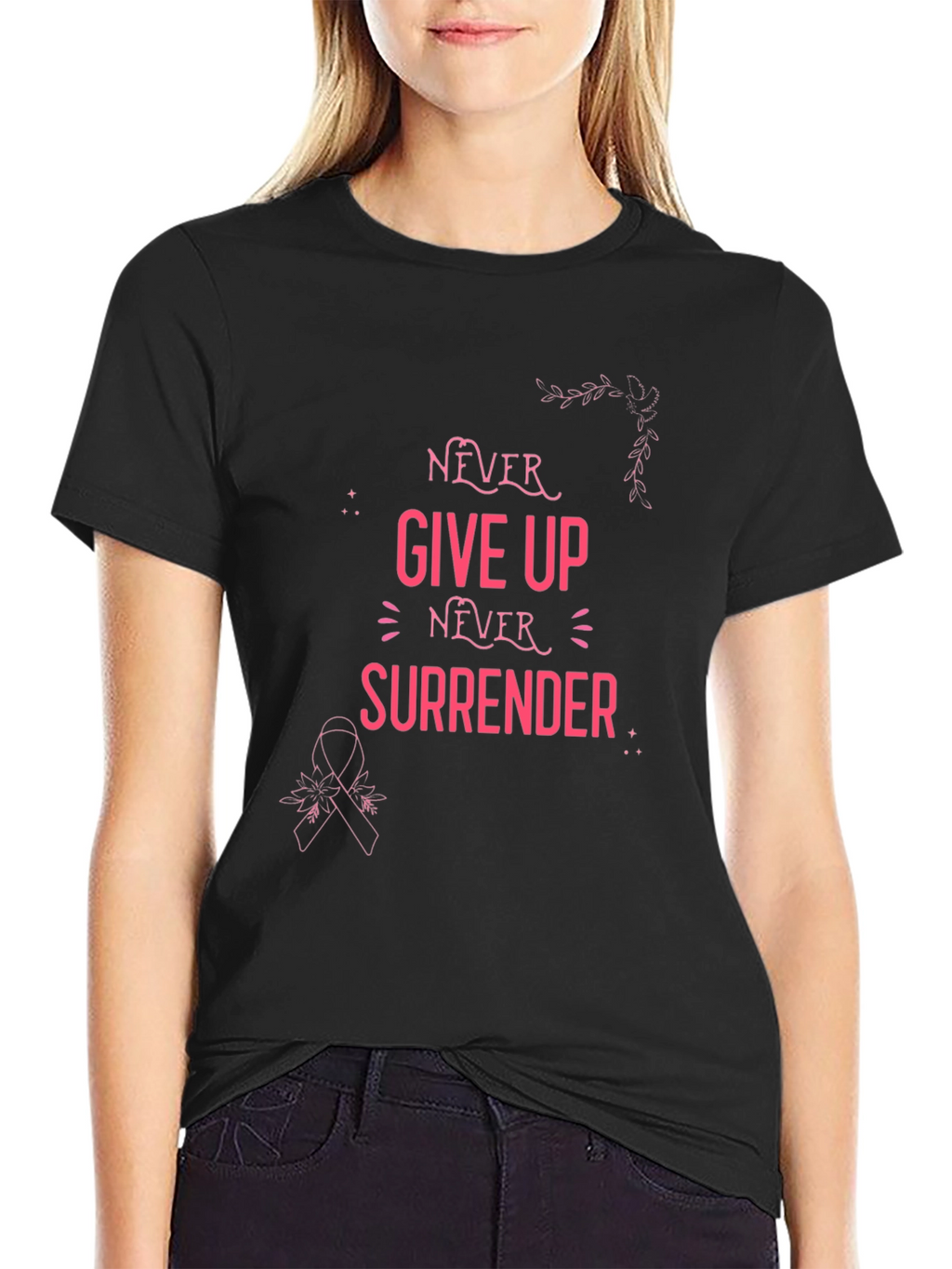 Never Give Up Breast Cancer Awareness T-Shirt