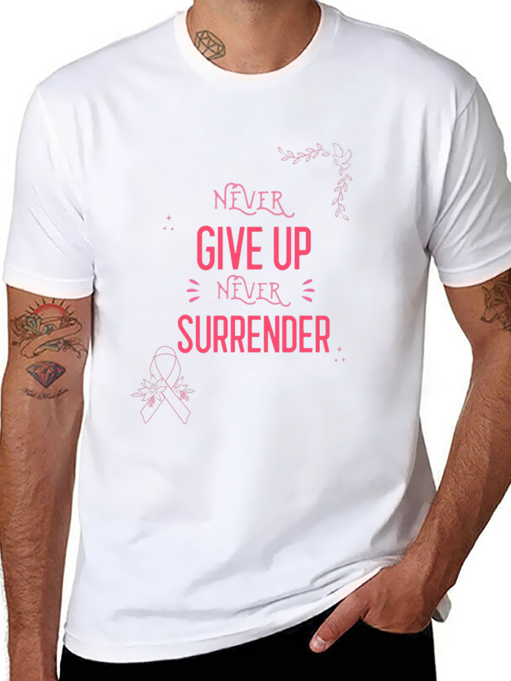 Never Give Up Breast Cancer Awareness T-Shirt