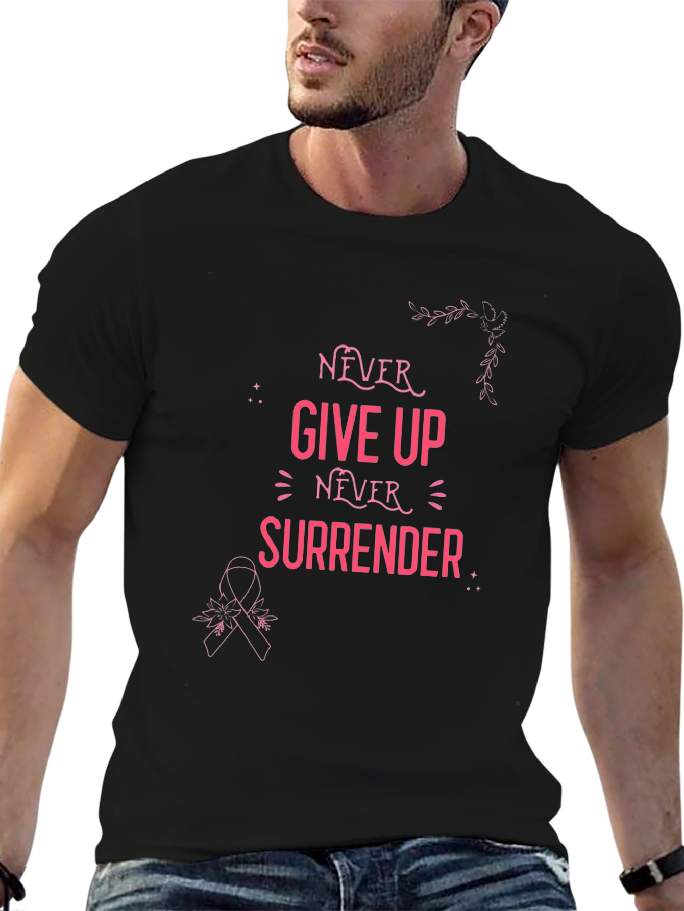 Never Give Up Breast Cancer Awareness T-Shirt