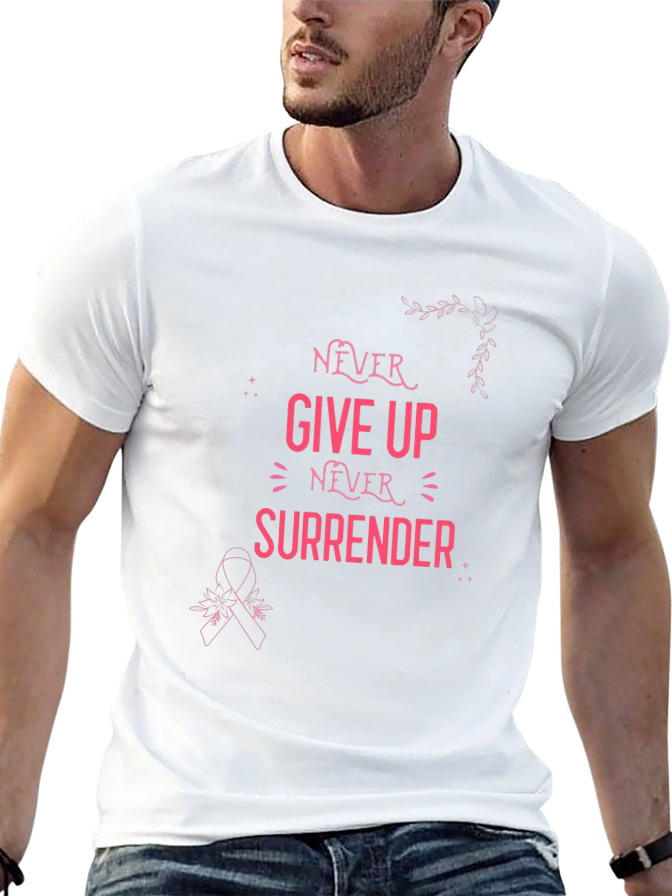Never Give Up Breast Cancer Awareness T-Shirt