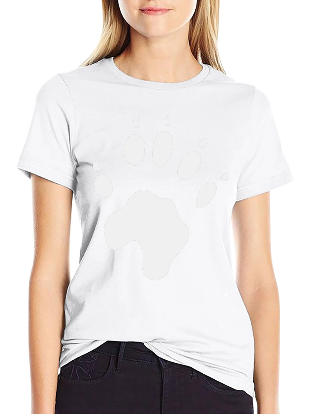 Bear Paw Print Graphic T-Shirt - Black