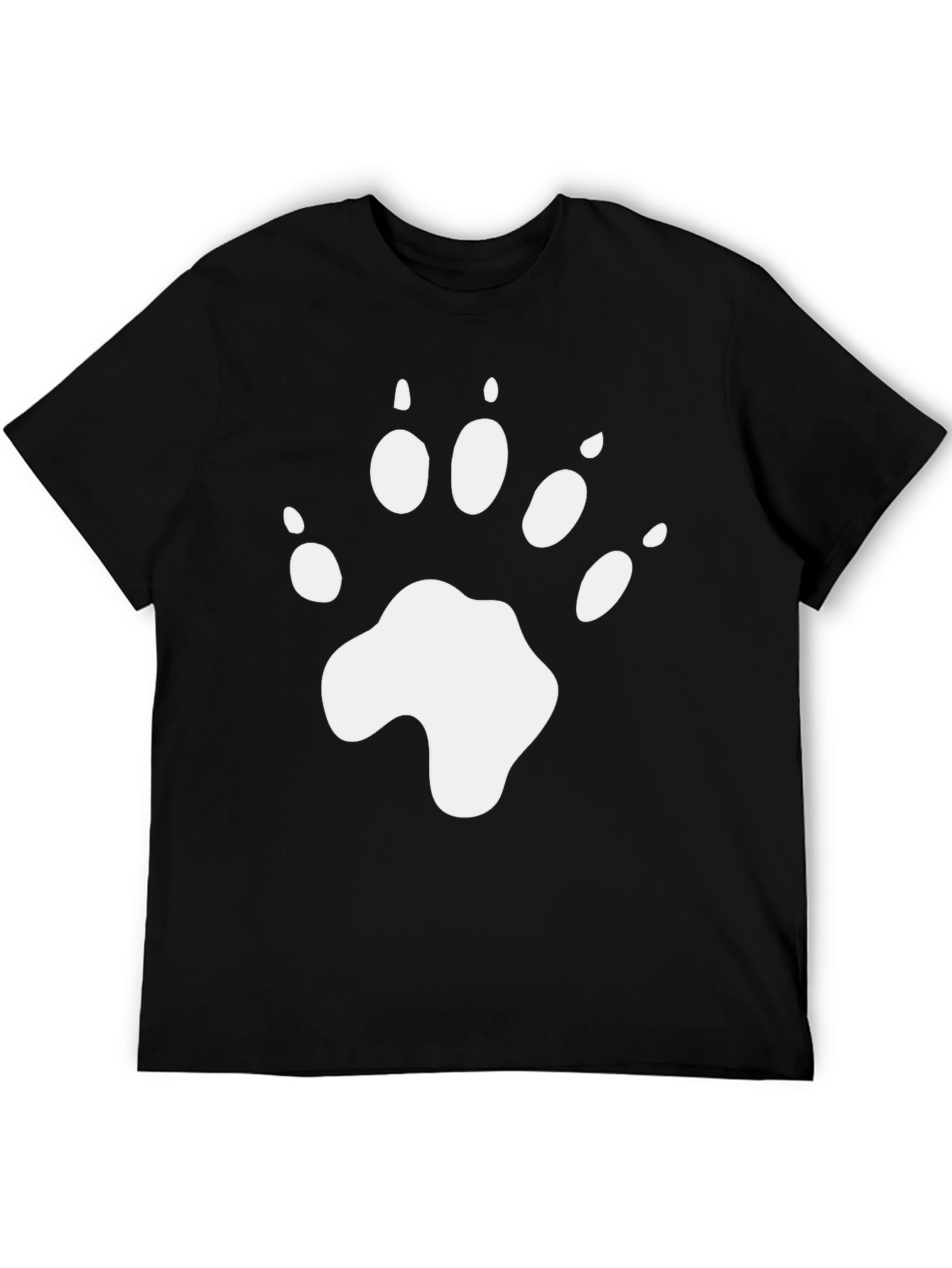 Bear Paw Print Graphic T-Shirt - Black