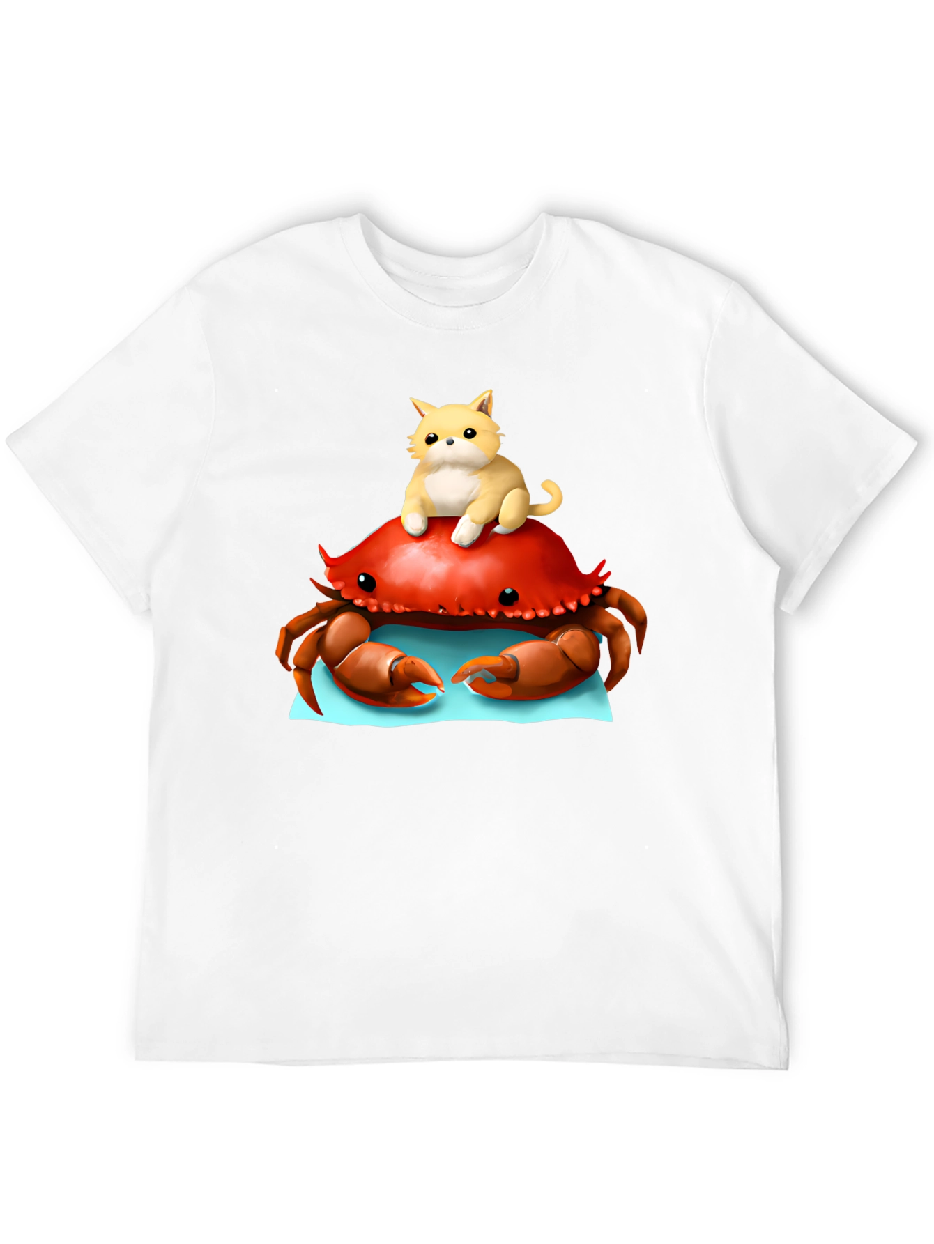 Crab & Cat Graphic Tee - Unique Black T-Shirt
