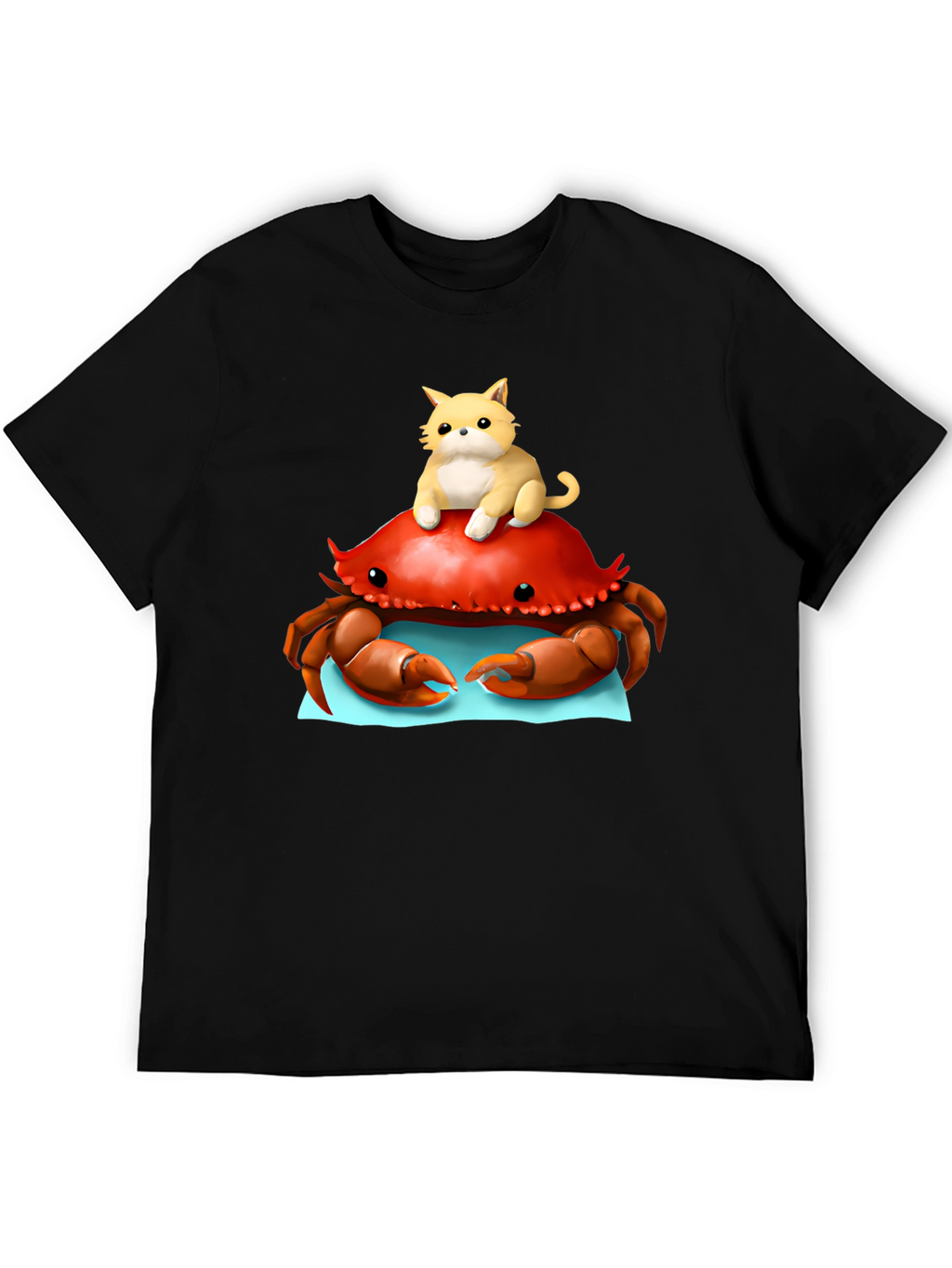 Crab & Cat Graphic Tee - Unique Black T-Shirt