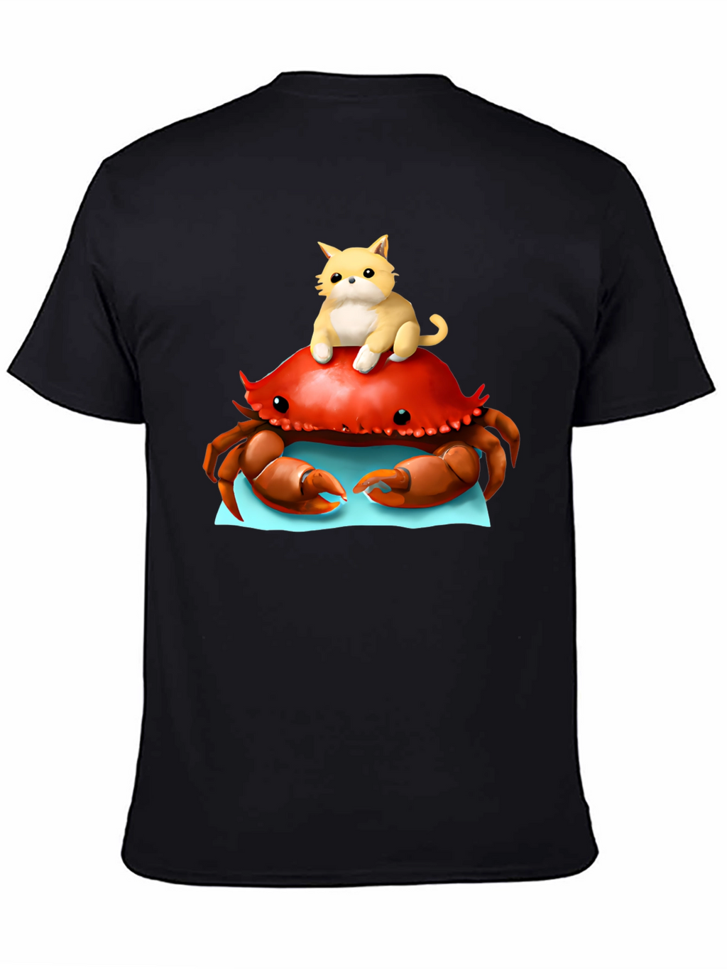Crab & Cat Graphic Tee - Unique Black T-Shirt