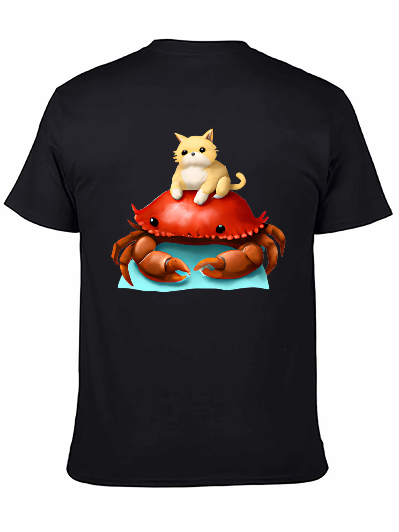 Crab & Cat Graphic Tee - Unique Black T-Shirt