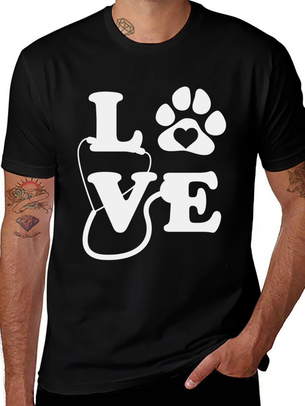 Veterinarian Love Paw Heart T-Shirt
