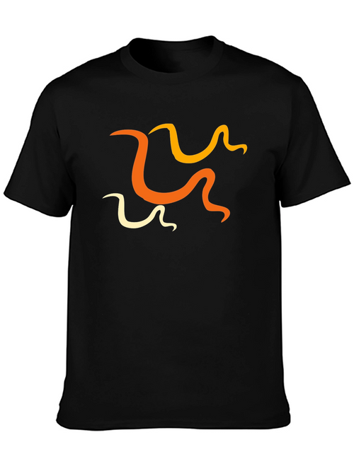 Abstract Swirl Design Black T-Shirt - Stylish Casual Wear