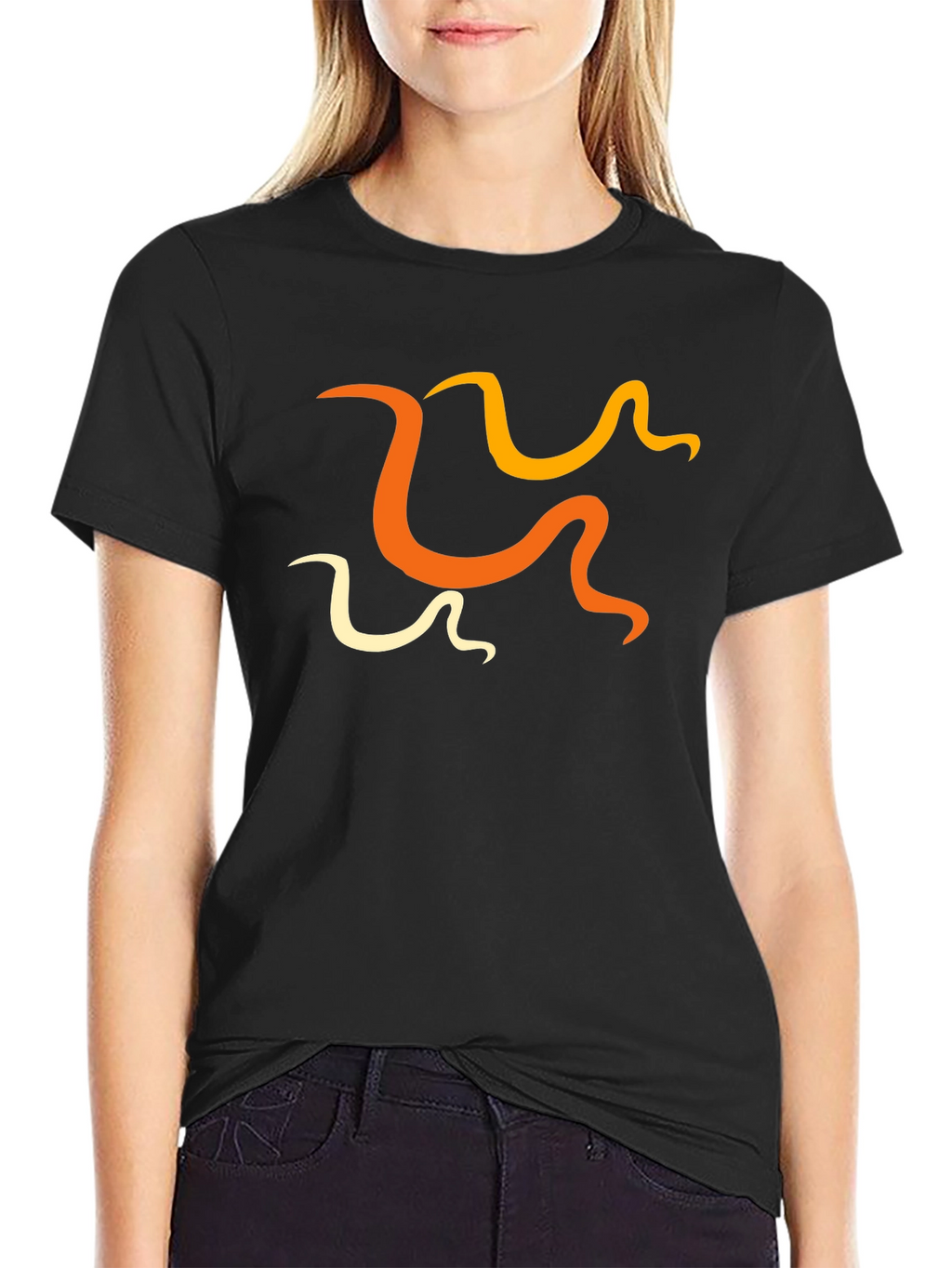 Abstract Swirl Design Black T-Shirt - Stylish Casual Wear