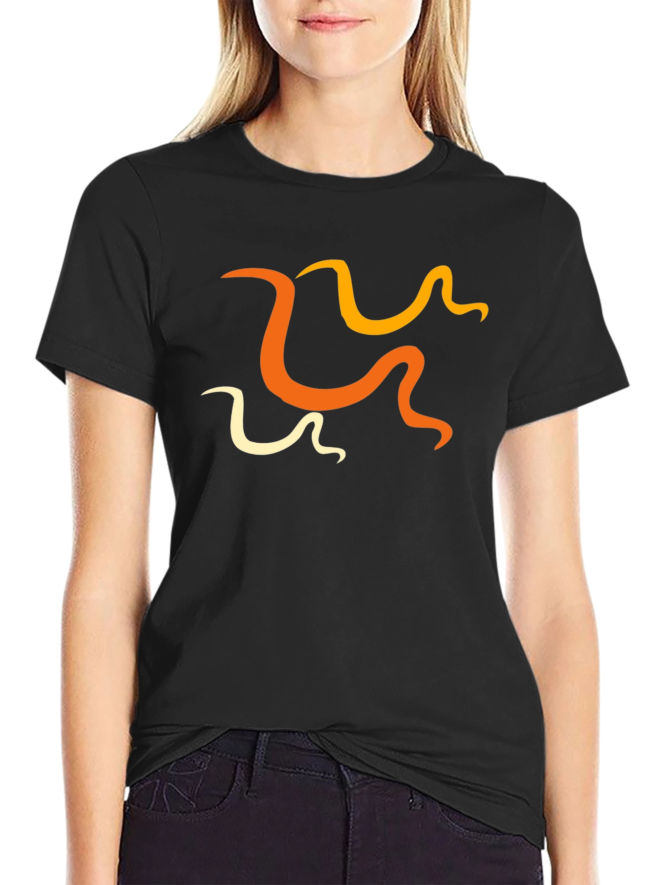 Abstract Swirl Design Black T-Shirt - Stylish Casual Wear