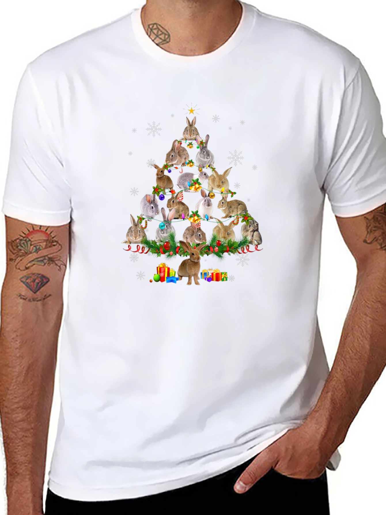 Rabbit Christmas Tree T-Shirt - Holiday Bunny Tee