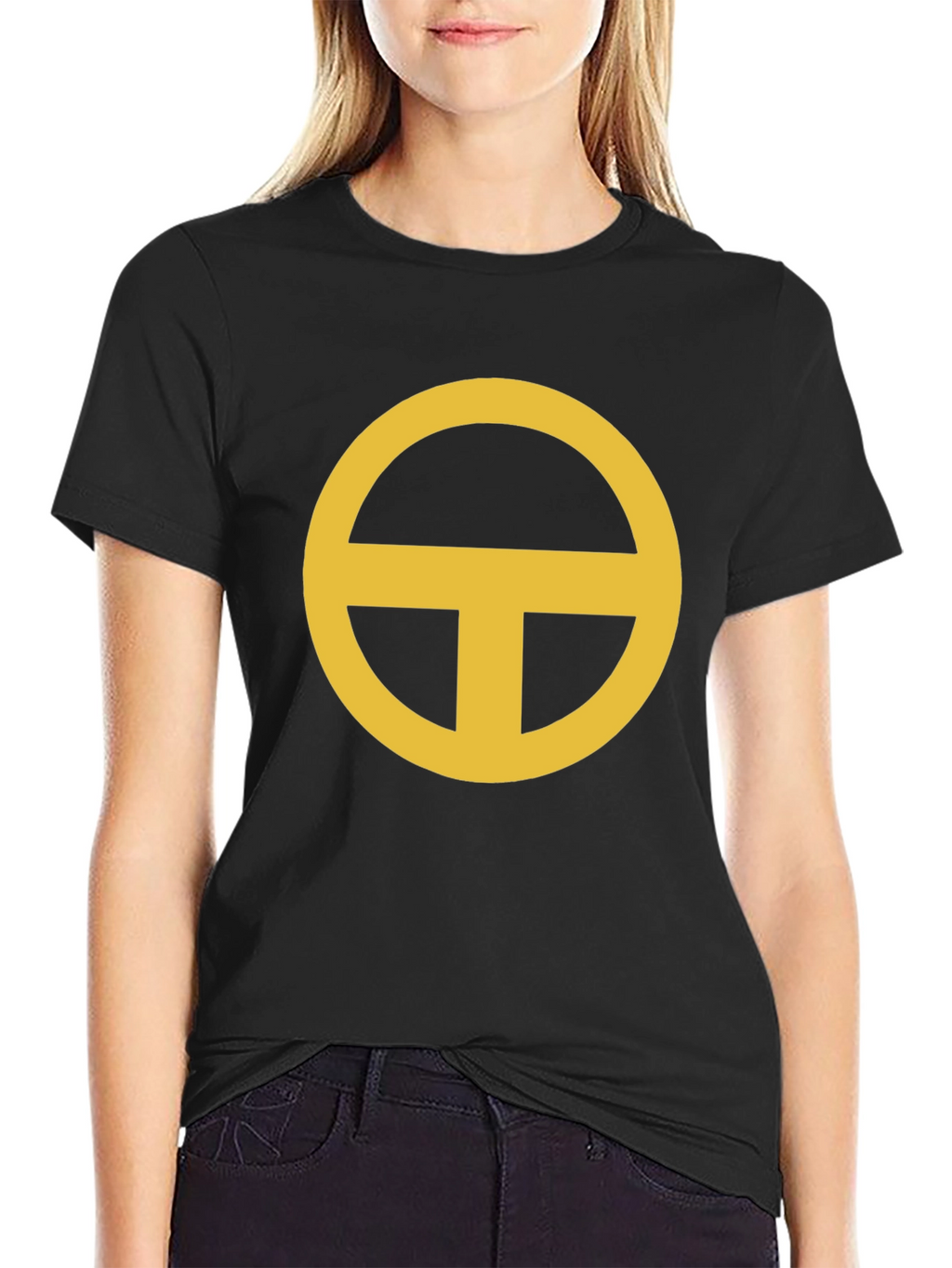 Black T-Shirt with Gold Circle-T Design