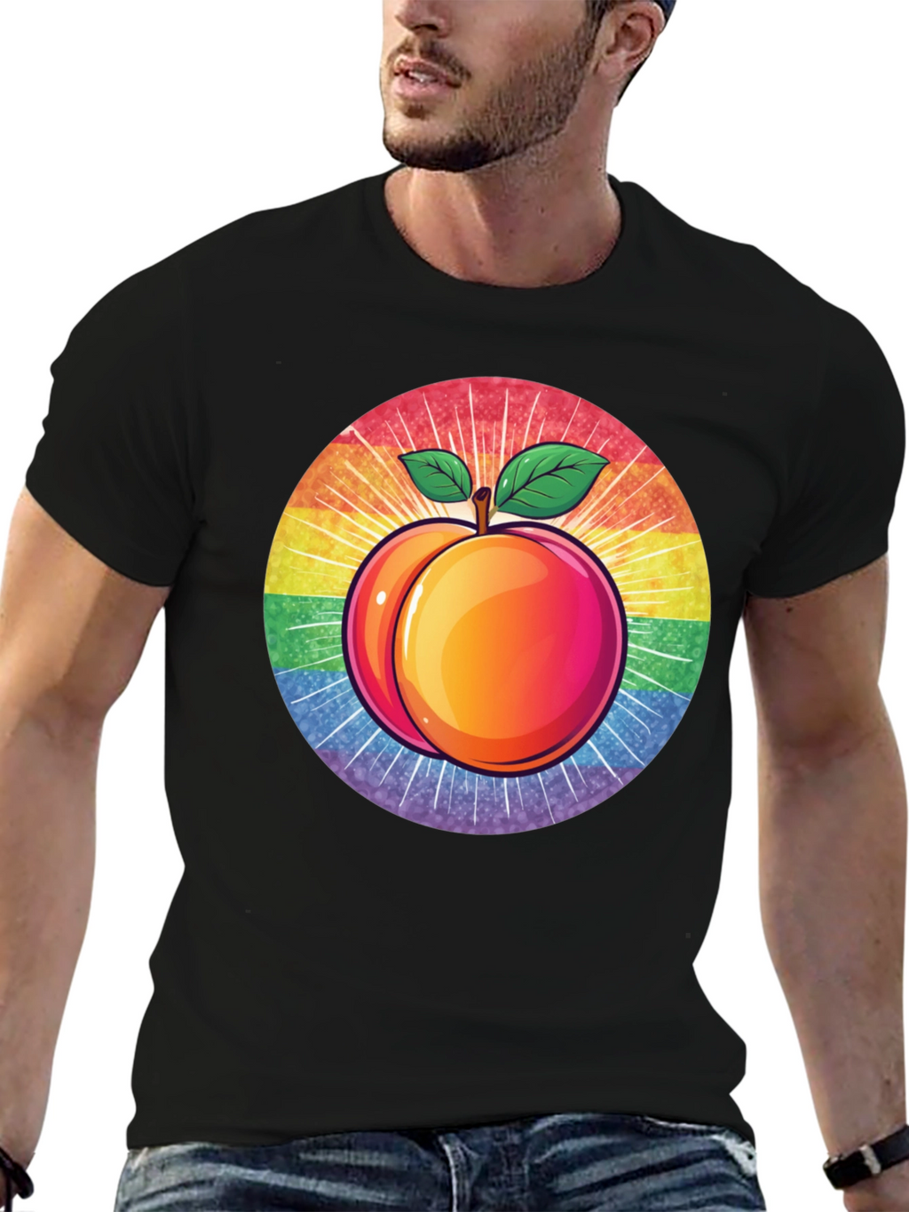 Peach Pride T-Shirt - LGBTQ+ Rainbow Fruit Graphic Tee