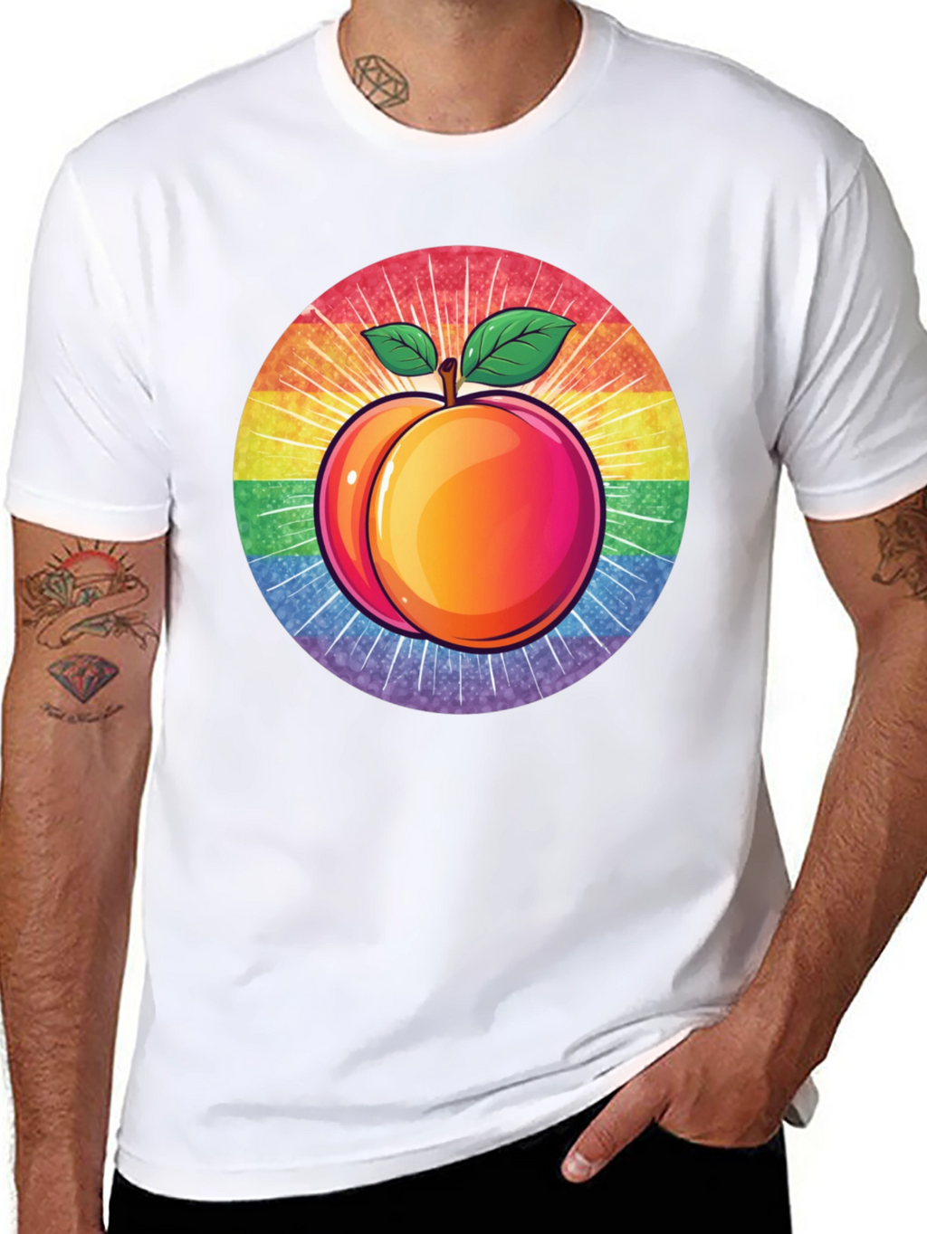 Peach Pride T-Shirt - LGBTQ+ Rainbow Fruit Graphic Tee