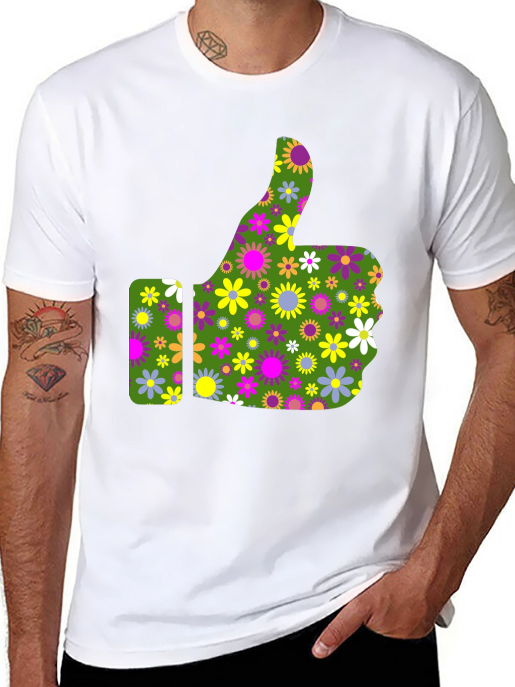Groovy Floral Thumbs Up Graphic Tee