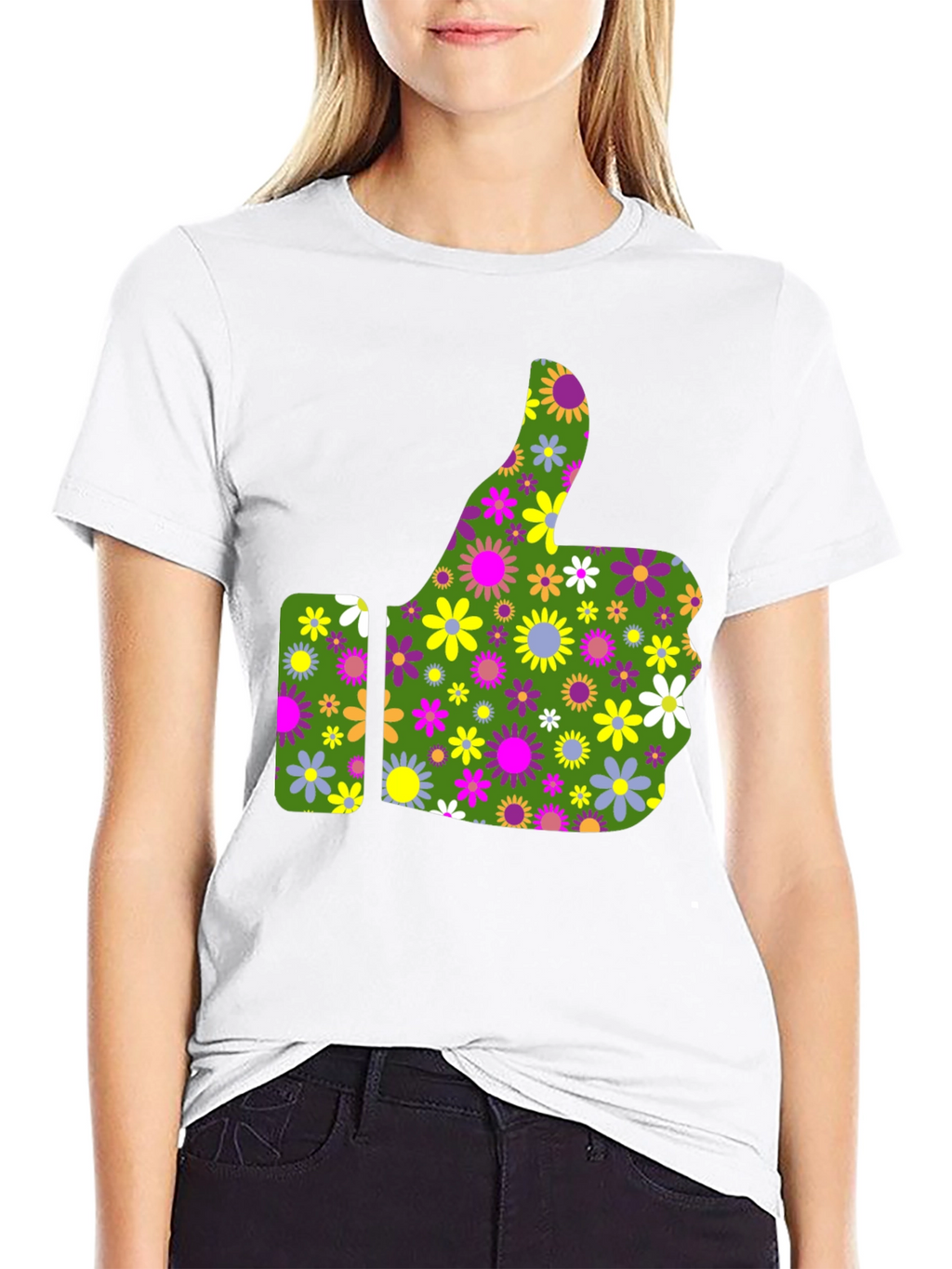 Groovy Floral Thumbs Up Graphic Tee