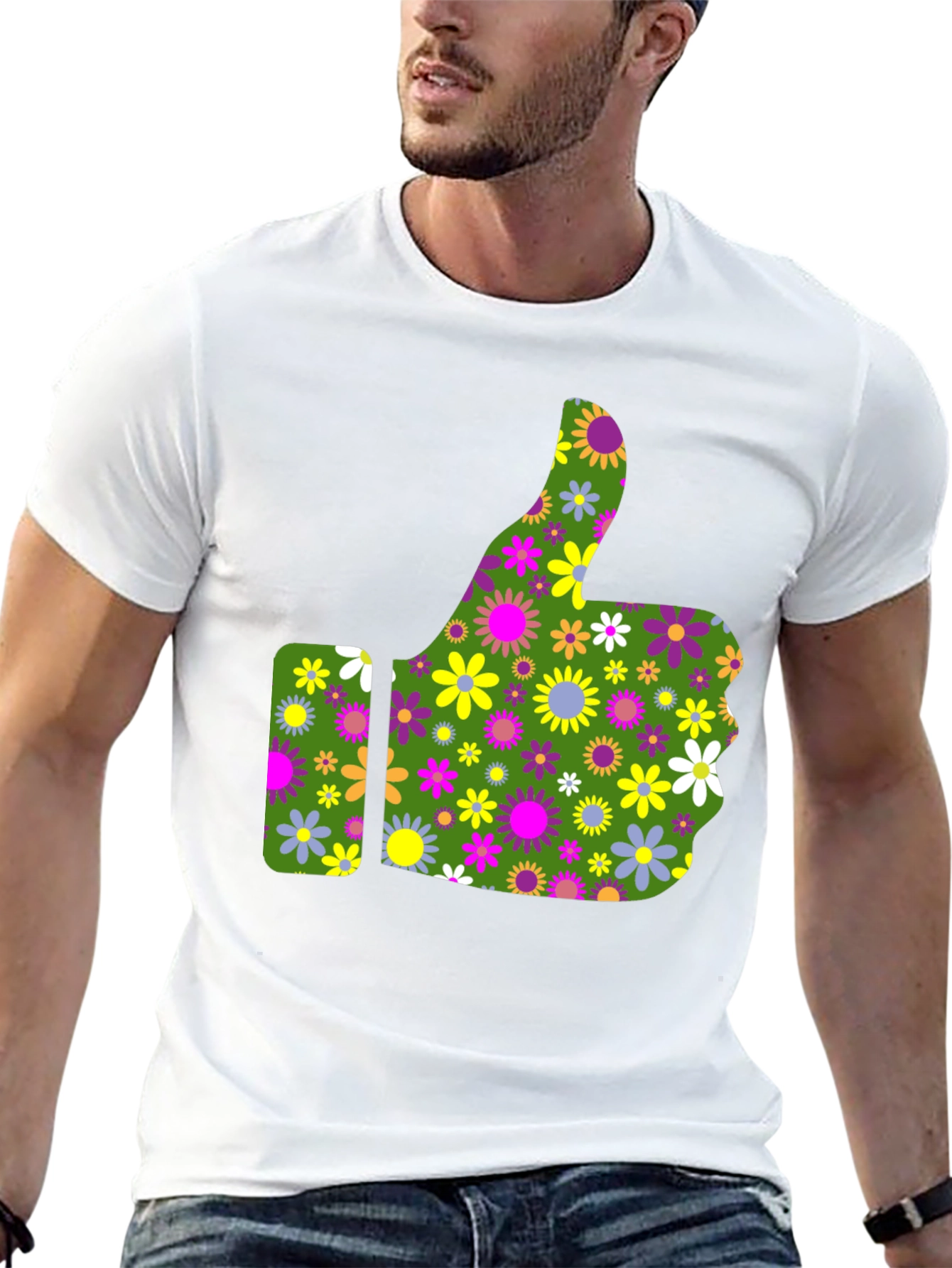 Groovy Floral Thumbs Up Graphic Tee