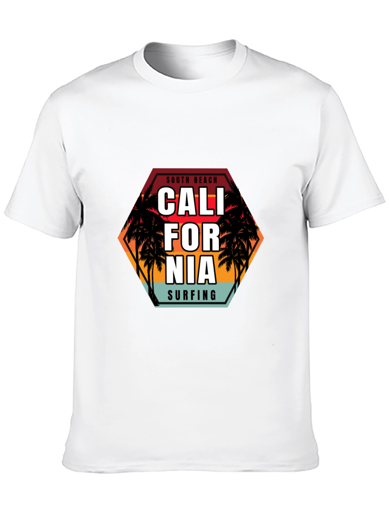 South Beach Cali Surfing Black T-Shirt