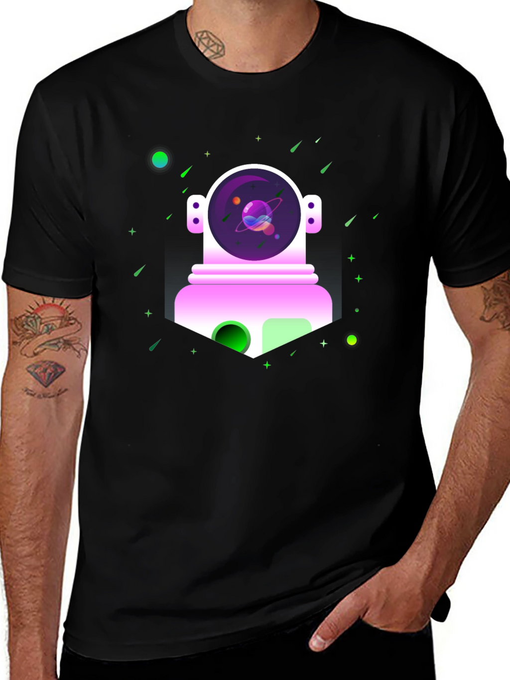 Astronaut in Space Graphic Tee - Black