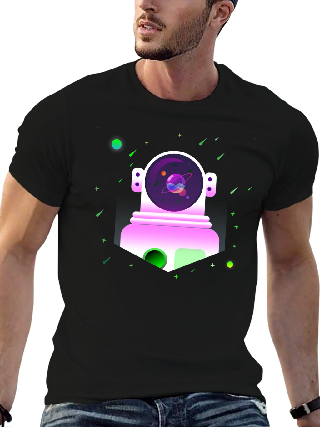 Astronaut in Space Graphic Tee - Black