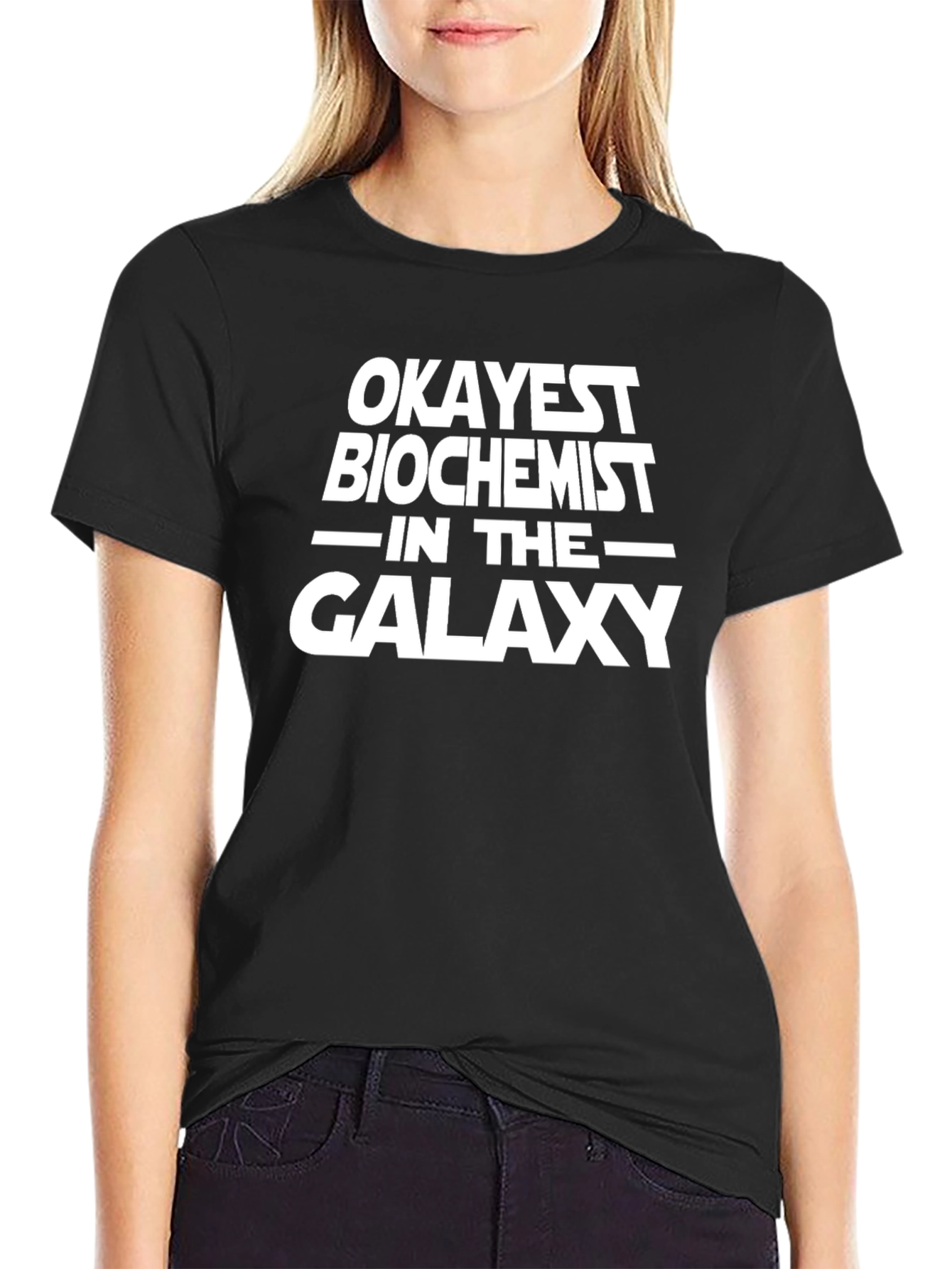 Okayest Biochemist Galaxy Black T-Shirt