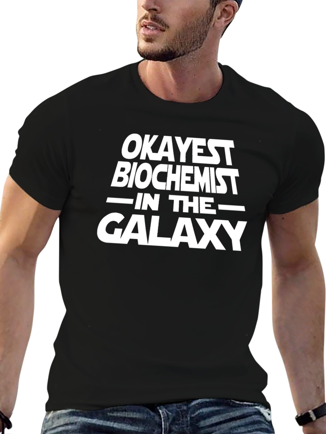 Okayest Biochemist Galaxy Black T-Shirt