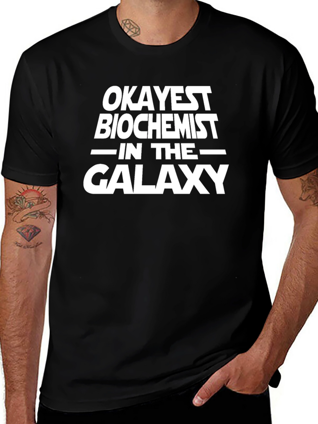 Okayest Biochemist Galaxy Black T-Shirt
