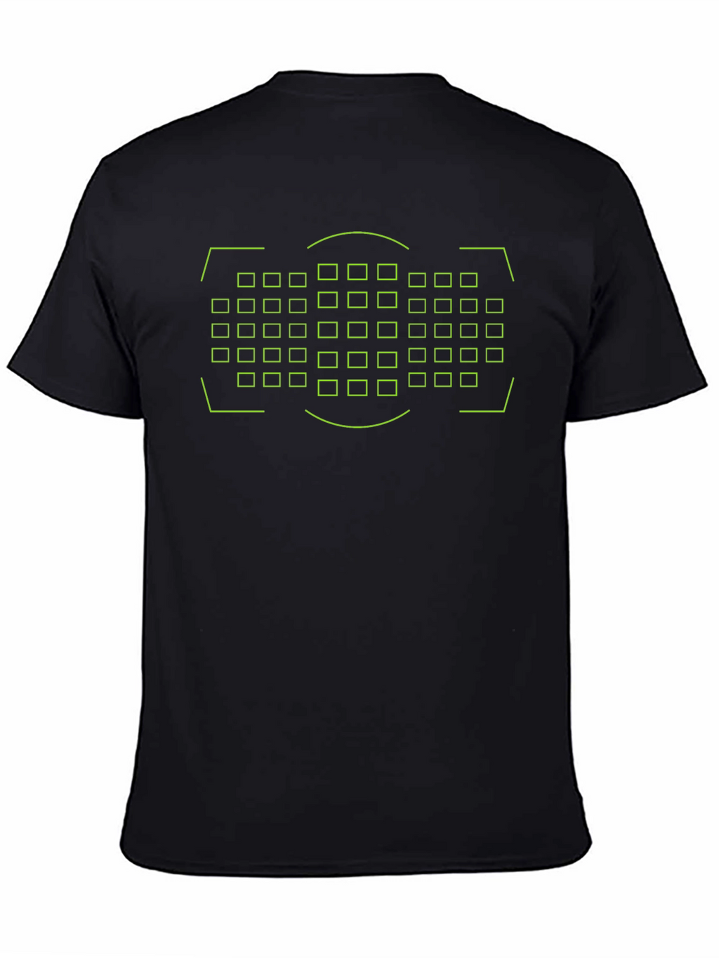 Grid Matrix Black Tee - Modern Geometric Design