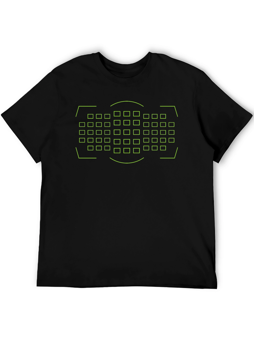 Grid Matrix Black Tee - Modern Geometric Design